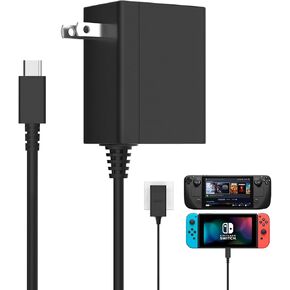 Charger for Nintendo Switch, Iesooy 45W Switch AC Adapter, 15V/2.6A Fast Charging with 5FT USB-C Cable Compatible with Switch Lite/Switch OLED/Steam Deck/PlayStation Portal, Support Switch TV Mode