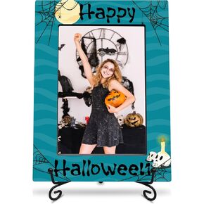 Halloween Photo Frame With A Metal Stand-Dark Style Pumpkins & Tombstone-Black Print Halloween Picture Frame-Frame Fits The 4"x6" Photo-Halloween Decoration-Halloween Theme-A02 in Kuwait