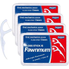 200 Count Classic Dental Floss Picks - Strong, Unflavored, and Tough Dental Cleaners for Thorough Teeth Cleaning (50 Count * 4 Boxes)