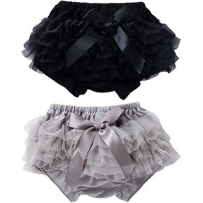 2 Pack of Toddler Infant Baby Girls Bloomers Lace Ruffle Bowknot Cotton Cute Bloomer Shorts