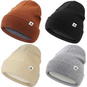 4 Pack Toddler Beanie Baby Beanie Fleece Lined Knitted Winter Hats