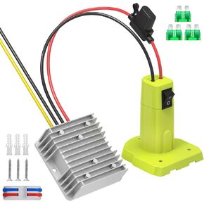18V to 12V Step Down Converter for Ryobi 18V Battery Adapter, Voltage Converter DC 12V 15A 180W Buck Converter Regulator, Power Wheels Adapter with Switch, 30A Fuse & Wire Terminal