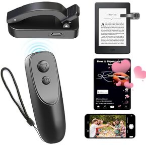 RF & Bluetooth Multi-Functions Remote Control Page Turner for Kindle Paperwhite Oasis and Tiktok, Clicker Page Turner for iPhone & Android Tablets Reading, Camera Video Record Triggers Remote, Black