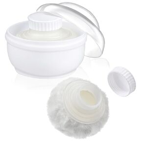 Sibba Storage Body Powder Container, 3.15 Inch Powder Puff with Container, Fluffy Body After-Bath Powder Case, Baby Care Talcum Powder Puff Box with Hand Holder