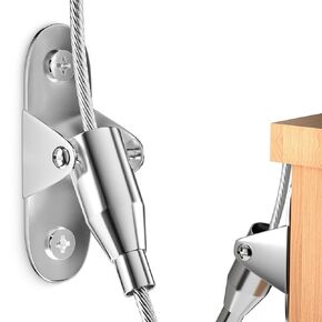 Furniture Anchors (4 Pack) for Baby Proofing, Upgraded Stainless Steel Adjustable Earthquake Straps for Furniture That can be Used to fix wardrobes, Dressers, etc. Anti-tip kit to Ensure Child Safety