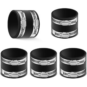 5 Pcs Dust Control Flex Cuffs Coupler with Integrated Stainless Steel Hose Clamps 2-1/2 Inch Rubber Vacuum Hose Connector for Plastic and Copper Plumbing Connections Ports Fittings