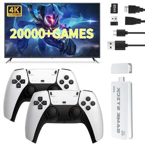 Wireless Retro Game Console, 20000+ Classic Games Retro Game Stick, 4K High Definition HDMI Output, Dual 2.4G Wireless Controllers, Plug & Play Video Game Console, Built-in 64G