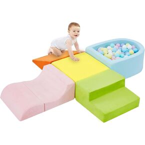 5-Piece Climbing Toys for Toddlers, Toddler Climbing Toys Indoor with Foam Ball Pit (Balls not Included), Soft Foam Climbing Blocks Set Indoor Play Gym for Climbing Crawling and Sliding