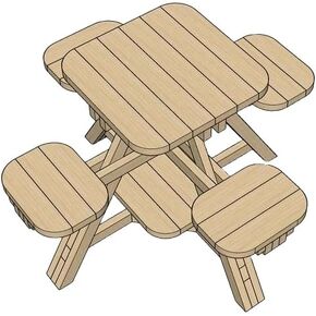 DIY Woodworking Plans for 4 Seat Picnic Table with Cutlist and Assembly steps