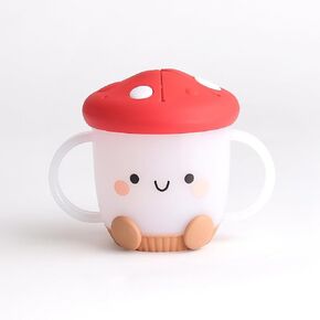 Itzy Ritzy Toddler Snack Cup - Spill-Proof Snack Cup for Toddlers with Soft Silicone Lid for Easy Food Access - Easy-To-Hold Kids Snack Container With Handles - Ideal for 12 months & Up (Mushroom)