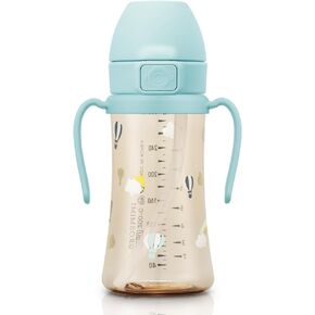 GROSMIMI Flip Top Spill Proof Sippy Cup, PPSU, BPA Free, 10 oz, Stage 2 Straw for Toddlers (Dinosaur)