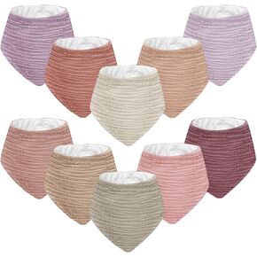 Muslin Baby Bibs for Unisex Baby, 10 pack 100% Cotton Bib, Adjustable Toddler Bib for Eating, Drooling and Teething