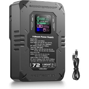 Powerextra V Mount Battery - 72Wh Mini V Mount Battery with PD 100W Fast Charging 400W High Power Output TFT Digital Display & Versatile Compatibility for Sony HDCAM, XDCAM & Digital Cinema Cameras