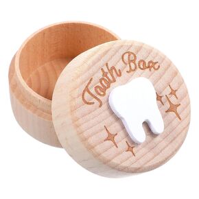 Tooth Fairy Box, 3D Carved Wooden Dropped Tooth Keepsake Storage Box Teeth Case, Cute Lost Tooth Holder Gifts for Boy Girls Toddler