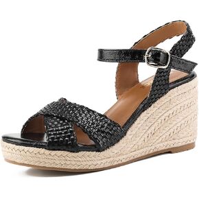 GOSERCE Wedge Sandals for Women Espadrille Platform Sandals Comfortable Lace Up Peep Open Toe for Walking Beach Casual Dressy Summer Shoes