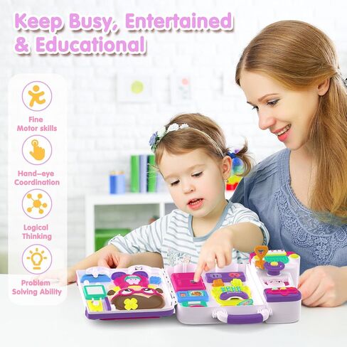 Montessori Busy Board for 1-2 Year Old,Musical Toys for Toddlers 1-3 Year,Motor Skills Developmental Toy for 12-18 Month Age,Perfect for Preschool or Travel,Birthday Gift for 1+Year Old Boy & Girl in Saudi Arabia