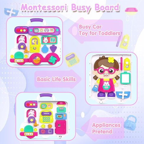 Montessori Busy Board for 1-2 Year Old,Musical Toys for Toddlers 1-3 Year,Motor Skills Developmental Toy for 12-18 Month Age,Perfect for Preschool or Travel,Birthday Gift for 1+Year Old Boy & Girl in Saudi Arabia