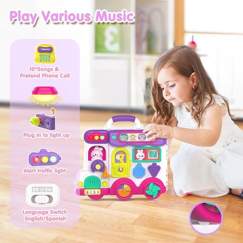 Montessori Busy Board for 1-2 Year Old,Musical Toys for Toddlers 1-3 Year,Motor Skills Developmental Toy for 12-18 Month Age,Perfect for Preschool or Travel,Birthday Gift for 1+Year Old Boy & Girl in Saudi Arabia