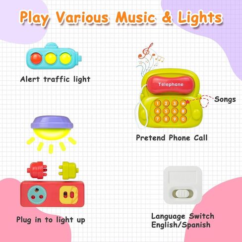 Montessori Busy Board for 1-2 Year Old,Musical Toys for Toddlers 1-3 Year,Motor Skills Developmental Toy for 12-18 Month Age,Perfect for Preschool or Travel,Birthday Gift for 1+Year Old Boy & Girl in Saudi Arabia