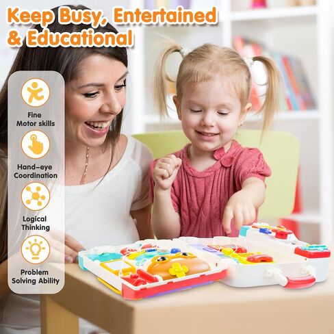Montessori Busy Board for 1-2 Year Old,Musical Toys for Toddlers 1-3 Year,Motor Skills Developmental Toy for 12-18 Month Age,Perfect for Preschool or Travel,Birthday Gift for 1+Year Old Boy & Girl in Saudi Arabia