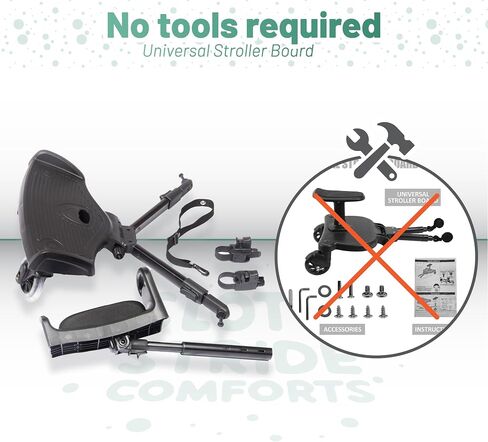 Universal Stroller Attachment - Universal Rider Stroller Attachement - For Toddlers, Fits Baby Jooger and Sit-and-Stand Double Strollers, Up to 42LBS, Black, Fits 90% of Strollers in Saudi Arabia
