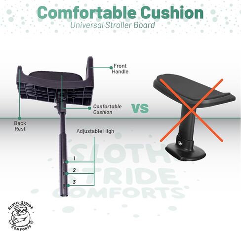 Universal Stroller Attachment - Universal Rider Stroller Attachement - For Toddlers, Fits Baby Jooger and Sit-and-Stand Double Strollers, Up to 42LBS, Black, Fits 90% of Strollers in Saudi Arabia