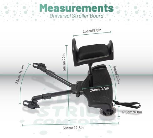 Universal Stroller Attachment - Universal Rider Stroller Attachement - For Toddlers, Fits Baby Jooger and Sit-and-Stand Double Strollers, Up to 42LBS, Black, Fits 90% of Strollers in Saudi Arabia