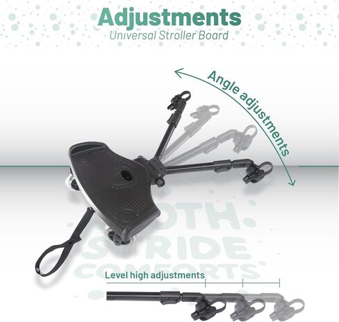 Universal Stroller Attachment - Universal Rider Stroller Attachement - For Toddlers, Fits Baby Jooger and Sit-and-Stand Double Strollers, Up to 42LBS, Black, Fits 90% of Strollers in Saudi Arabia