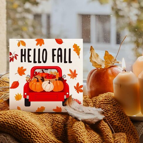 Fall Decor Wooden Box Sign, Fall Sunflower Pumpkin Table Decor Thanksgiving Harvest Autumn Decoration Home Office Room Kitchen Fall Sign Decor, Welcome Fall Thankful in Saudi Arabia