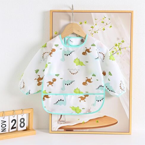 5-Pack Baby Long Sleeve Waterproof Bib Full Coverage Apron Bib Smock Toddler Bibs with Pocket 3-30 Months in Saudi Arabia