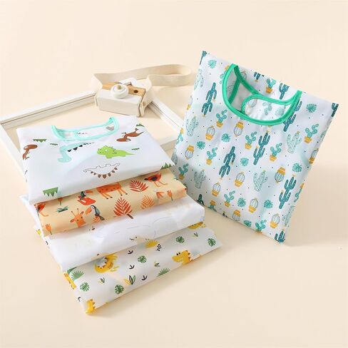 5-Pack Baby Long Sleeve Waterproof Bib Full Coverage Apron Bib Smock Toddler Bibs with Pocket 3-30 Months in Saudi Arabia