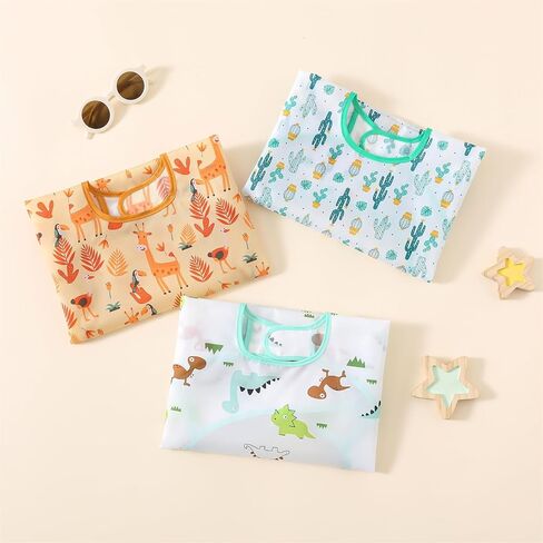 5-Pack Baby Long Sleeve Waterproof Bib Full Coverage Apron Bib Smock Toddler Bibs with Pocket 3-30 Months in Saudi Arabia