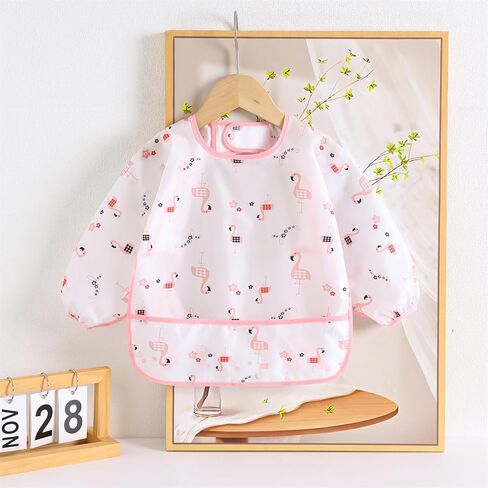 5-Pack Baby Long Sleeve Waterproof Bib Full Coverage Apron Bib Smock Toddler Bibs with Pocket 3-30 Months in Saudi Arabia