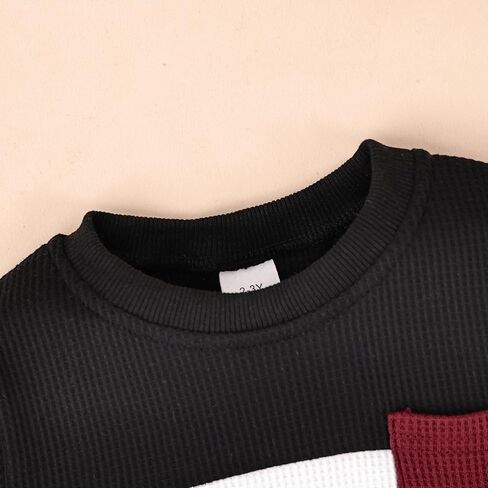 Toddler Boys Clothes Long Sleeve Patchwork Sweatshirt Pullover Tops Casual Pocket Pants Fall Winter Outfits 2-6 Years in Kuwait