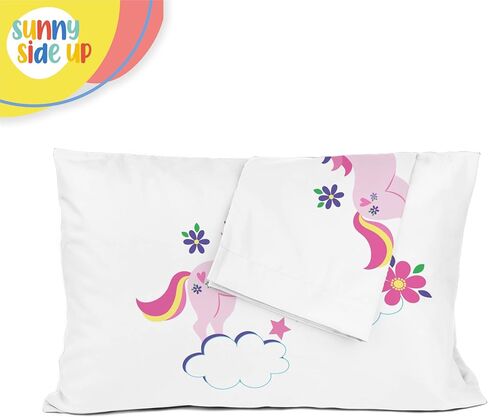 Sunny Side Up Rainbow Unicorns 2 Pack Reversible Pillowcases - Double Sided Pillow Covers, Kids Super Soft Floral Bedding in Saudi Arabia