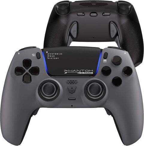 وحدة تحكم الألعاب HEXGAMING PHANTOM Pro مع 4 أزرار قابلة لإعادة التعيين، و6 ملفات تعريف لإعادة التعيين، و8 عصا تناظرية قابلة للتبديل، ومشغلات قابلة للتعديل متوافقة مع ps5، والكمبيوتر الشخصي، والهواتف المحمولة - رمادي الظل in Kuwait