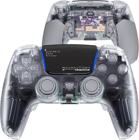 وحدة تحكم الألعاب HEXGAMING PHANTOM Pro مع 4 أزرار قابلة لإعادة التعيين، و6 ملفات تعريف لإعادة التعيين، و8 عصا تناظرية قابلة للتبديل، ومشغلات قابلة للتعديل متوافقة مع ps5، والكمبيوتر الشخصي، والهواتف المحمولة - رمادي الظل in Kuwait