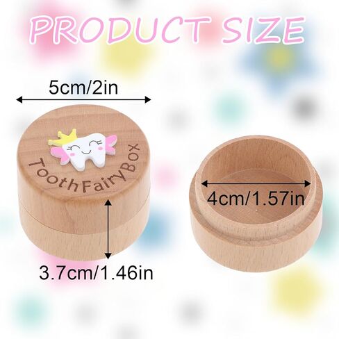 Tooth Keepsake Box Lost Teeth Holder Wooden Tooth Fairy Box with 3D Carved Tooth, Souvenir Dropped Tooth for First Lost Teeth or Kids Boys and Girls Baby Shower in Kuwait