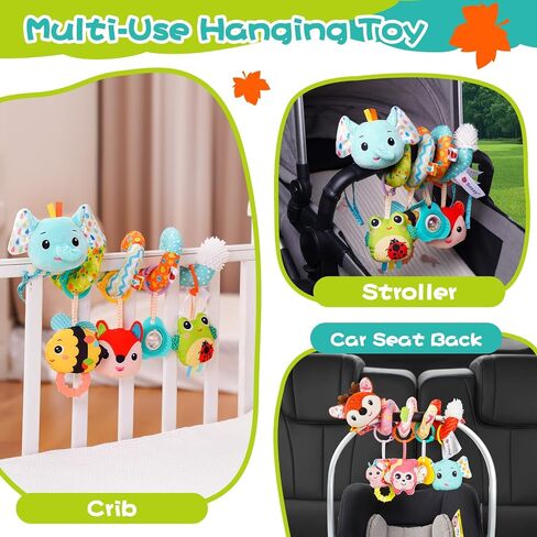 Koty Carseat Toys Hanging, Blue Mermaid Stroller Toys for Babies 0-6 Months, Baby Car Seat Toy with Crinkle, Teether, Music Box, Rattle, BB Squeaker for Babies Boys Girls Gifts (Blue Mermaid) in Kuwait