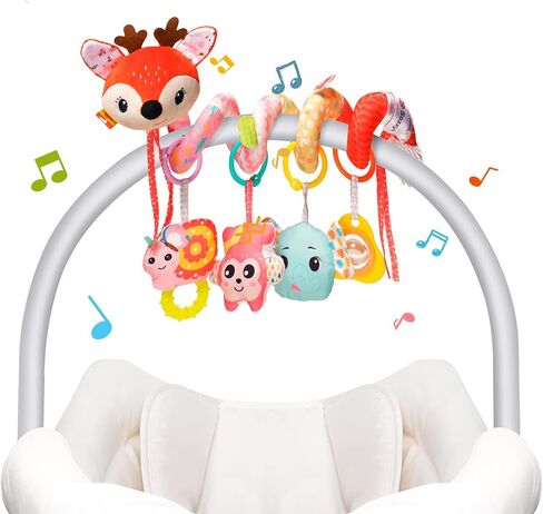 Koty Carseat Toys Hanging, Blue Mermaid Stroller Toys for Babies 0-6 Months, Baby Car Seat Toy with Crinkle, Teether, Music Box, Rattle, BB Squeaker for Babies Boys Girls Gifts (Blue Mermaid) in Kuwait