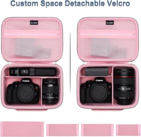حقيبة كاميرا LTGEM متوسطة الحجم متوافقة مع كاميرا Canon/Sony/Nikon DSLR وعدسات متعددة، حقيبة حمل صلبة للسفر مع 3 فواصل وحزام كتف، أسود in Kuwait
