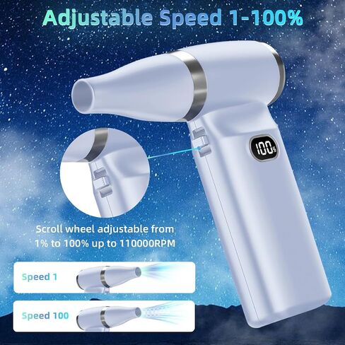 Compressed Air Duster- PC Duster Electric 110000RPM- No Canned Air Duster- Replace Compressed Air Can- Keyboard Cleaner,Adjustable Wind Speed,Rechargeable(Blue) in Saudi Arabia