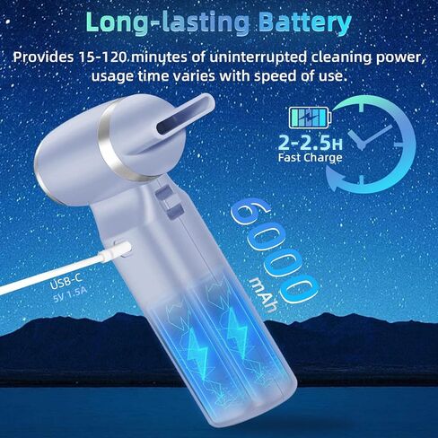 Compressed Air Duster- PC Duster Electric 110000RPM- No Canned Air Duster- Replace Compressed Air Can- Keyboard Cleaner,Adjustable Wind Speed,Rechargeable(Blue) in Saudi Arabia