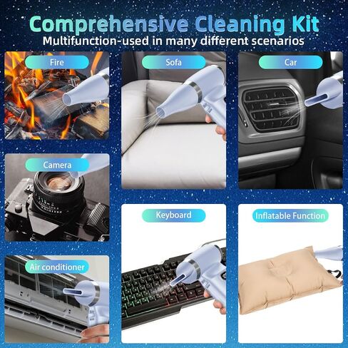 Compressed Air Duster- PC Duster Electric 110000RPM- No Canned Air Duster- Replace Compressed Air Can- Keyboard Cleaner,Adjustable Wind Speed,Rechargeable(Blue) in Saudi Arabia