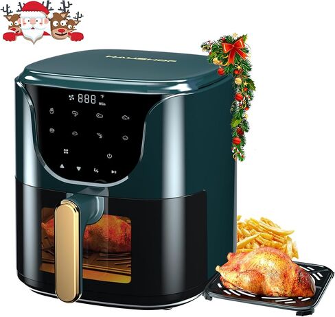 HAUSHOF 5.8 QT Air Fryer Small Oven, Digital Oil-Less Cooker Airfryer, 8 Presets Cooking Functions, Roast, Bake, Reheat, Cook Quikly with Nonstick Tray, Black in Saudi Arabia