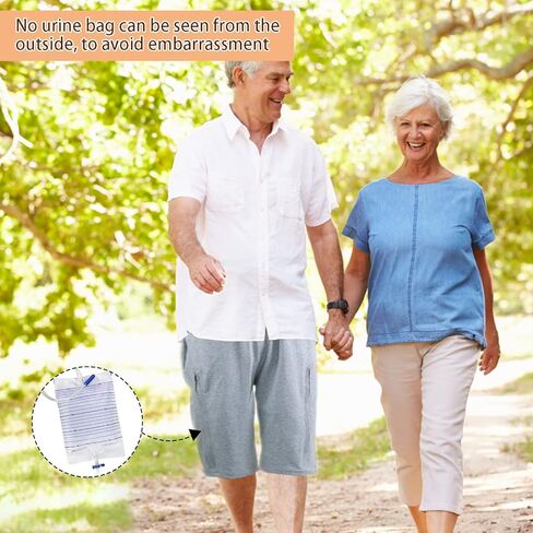 Fleece Lined Catheter Leg Bag Pants - Urine Bag Pants with Double Pockets for Men & Women - Holds (2) 2000ml Leg Bags - Compatible with Nephrostomy, Foley, Suprapubic & Biliary Catheters (Gray，XXL) in Saudi Arabia