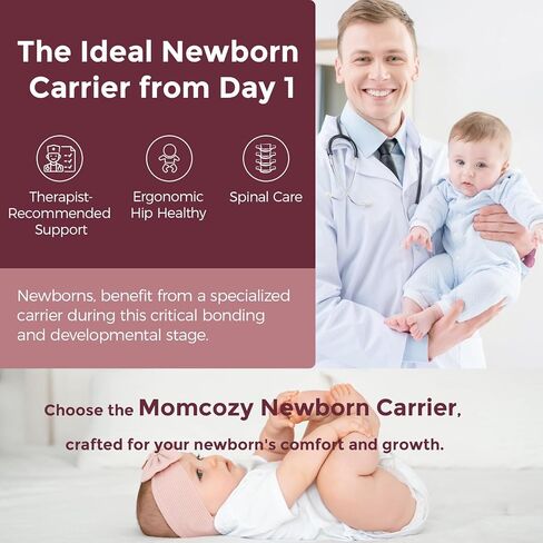 Momcozy Newborn Baby Carrier - Ergonomic, Cozy and Lightweight Carrier for 7-24lbs, Adjustable Neck Support with Sunshield, Breathable Airmesh Perfect for Summer Outing, Khaki in Saudi Arabia