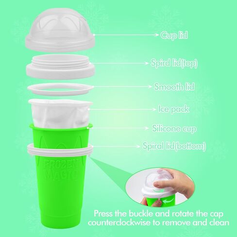 كوب صانع سلاشي - كوب ضغط صانع سلاشي السحري DIY، كوب ضغط عصير محمول للعصائر وصنع الحليب والآيس كريم، كوب سلاشي سيليكون مزدوج الطبقات مع مصاصة للأصدقاء والعائلة (ذهبي وردي) in Saudi Arabia