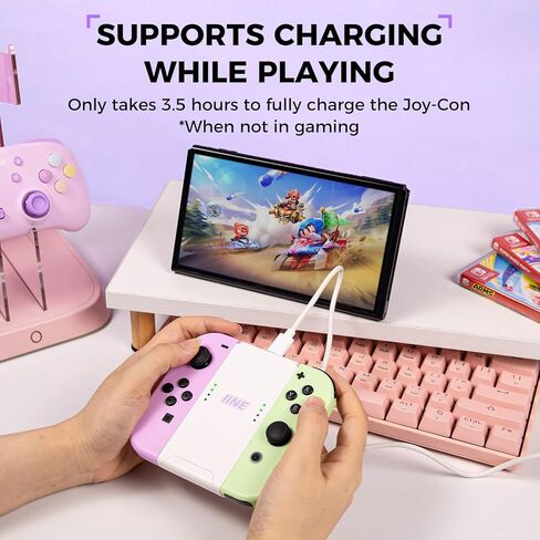 قبضة شحن IINE Joy-con متوافقة مع Switch/Oled/Lite، حامل على شكل حرف H لـ Switch Joy-Con، قبضة شحن محمولة Joy-con مع كابل شحن قطعة واحدة in Kuwait
