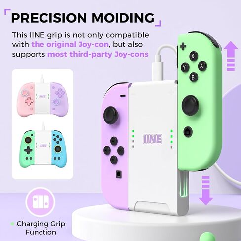 قبضة شحن IINE Joy-con متوافقة مع Switch/Oled/Lite، حامل على شكل حرف H لـ Switch Joy-Con، قبضة شحن محمولة Joy-con مع كابل شحن قطعة واحدة in Kuwait